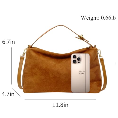 Bolso Hobo de Cuero Marrón para Mujer miniatura 4