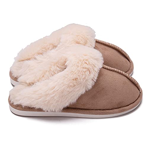JadeRich Women's Soft Classic Plush House Slippers Fluffy Warm Winter Slip On Bedroom Shoes
