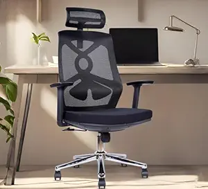 MRC Galaxy Ergonomic Mesh High Back Office Chair with Adjustable Height Push Back Mechanism & Strong Chrome Base (Black)