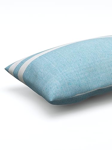 Image of 180 TC Pillow Cover Set of 2 | Pillow Cover Cotton 100% | Pillow Cover Set of 2 King Size | Wrinkle Free & Fade Resistance | Striped Pattern | Standard Size | All Season Use (Sky Blue)