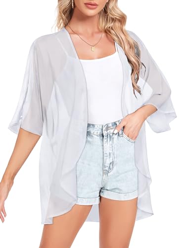 Image of Women Kimono Cardigans Casual Summer Tops Cover up Open Front Floral Print Resort Wear 2026