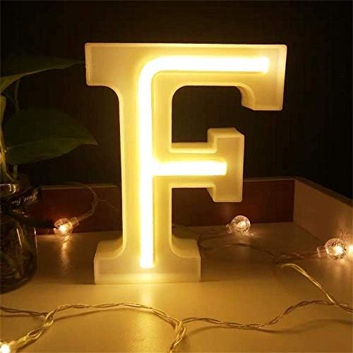 QiaoFei Light Up Marquee Letters Lights Letters Neon Signs,Wall Decor/Table Decor for Home Bar Christmas, Birthday Party, Valentinefs Day Words-Warm White Letters(K)