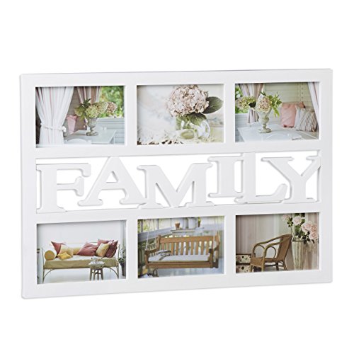 Relaxdays Bilderrahmen Family, Fotorahmen 6 Bilder, Fotocollage selbst...