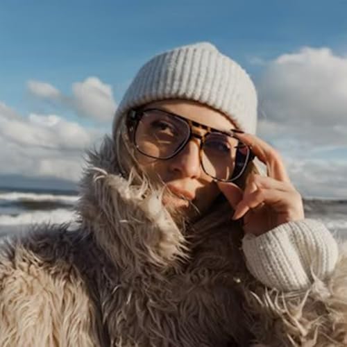Image of Mirkcittle Retro Square Aviator Blue Light Blocking Glasses for Women Men Oversized Pilot Eyeglasses Fake Nerd Frame