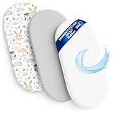 Spannbettlaken Kinderwagen Baby Spannbetttücher 3er Set: 35x75 cm - 2X Bettlaken + 1x wasserdichter Matratzenschoner - Babybett Zubehör für Kinderbett Beistellbett Stubenwagen 35 x 75