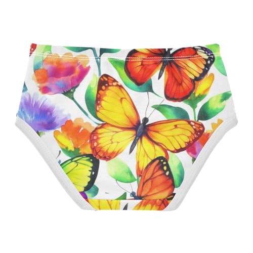 Toddler Underwear Floral 2t Cotton Panties for Girl Florals Undies Kids Briefs Colorful Watercolor Butterfly Flowers2