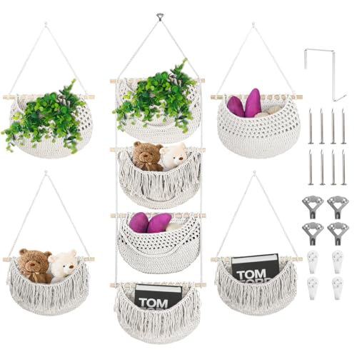 4 Tier Hanging Fruit Basket for Kitchen, 4 Pack Detachable