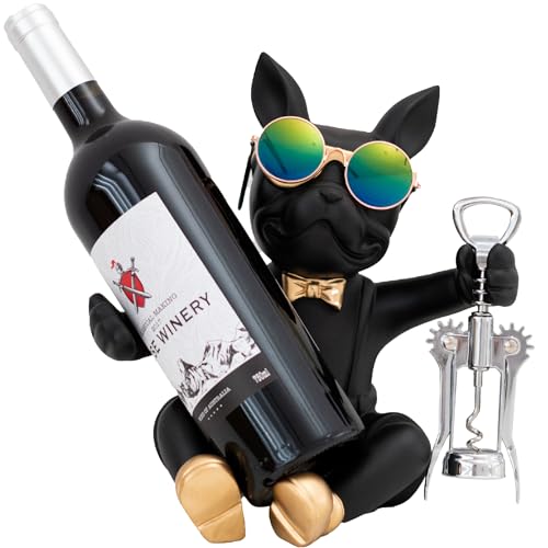 Juju Bulldogge Weinflaschenhalter – Weinhalter Arbeitsplatte – Einzigartige Heimdekoration Flaschenorganizer – Bulldogge Dekor
