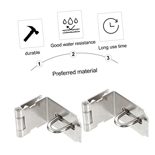 Image of DOITOOL 2pcs Right Angle Stainless Steel Door Hasp Lock for Cabinets Easy to Install Latch Buckle Secure Padlock Accessory for Furniture Doors