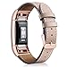 Hotodeal [Best Buy] For Fitbit Charge 2 Replacement Bands, Classic Genuine Leather Wristband with Metal Connectors, Fitness Strap for Charge 2 Women Men Small Large, Rose Gold & Light Beige