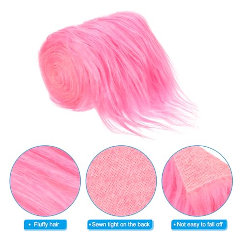 PATIKIL Plush Faux Fur Fabric Precut Strips, 2 Pcs 59" x 4" Fluffy Faux Fur Ribbon for DIY Crafts Christmas Halloween Gnome Beard, Pink - Image 4