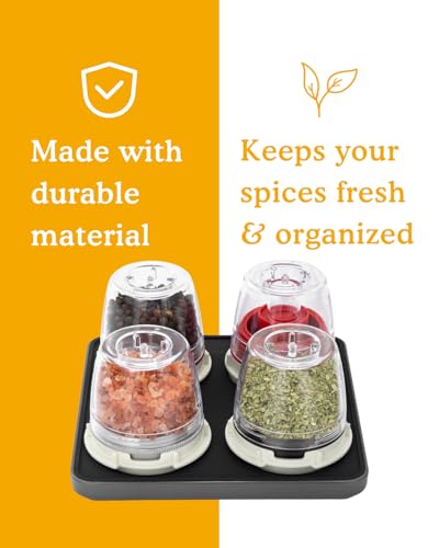 FinaMill Salt and Pepper Mill Tray, Stackable FinaPod Storage, Stylish Kitchen Accessories for Spice Grinder, Gift-Ready - Quartet Slate