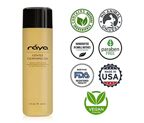 Raya Gentle Facial Cleansing Gel 8 Oz (104) | Softening And Moisturizing Botanical Cleanser For Dry And Sensitive Skin| Helps Hydrate Smooth Complexion #TOP3