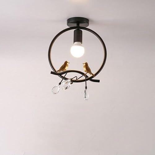 Lámpara de techo con anillo de metal, base E27, lámpara de techo industrial semiempotrada, lámpara de techo pequeña para entrada, porche, cocina