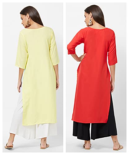 Image of LookMark Womens Printed Crepe A-Line Kurti (Pack of 2 Kurti)