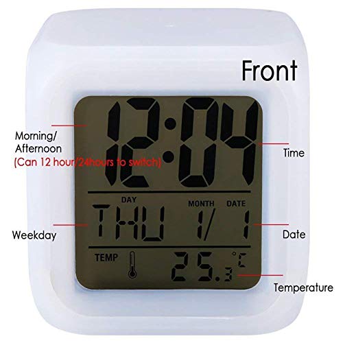 Reloj despertador digital, bonito reloj despertador digital LED con 7 colores cambiantes, con termómetro de fecha para niños pequeños, niñas y niños Reloj despertador digital, bonito reloj despertador digital LED con 7 colores cambiantes, con termómetro de fecha para niños pequeños, niñas y niños