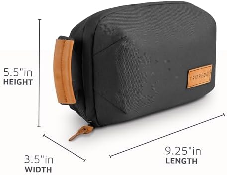 TRIPPED Travel Gear Tech Bag Organizer - Small Electronics Organizer Pouch for Travel - Premium Travel Case with Leather Accents - Mesh Pocket for Cables, Cords and Chargers