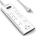 HOLSEM Power Strip Surge Protector 8 Outlets & 2 Smart USB Charging Ports (5V/2.4A), 6' Heavy Duty Extension Cord, USB Outlet for Home & Office ,White