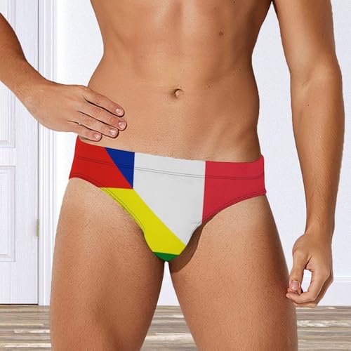 France and Bolivian Flag Printed Swim Briefs for Men Sexy Bikini Swimwear Elastic Beach Trunks Bathing Suit2