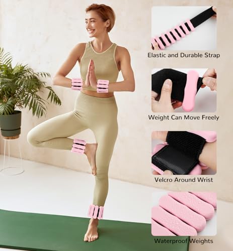 Image of Ankle & Wrist Weights for Women Men, Set of 2, 1 lb /2 lb Each | Adjustable Arm & Leg Weights, Soft Silicone Weighted Bracelet For Pilates Yoga Dance Walking Running Swimming Weight Loss