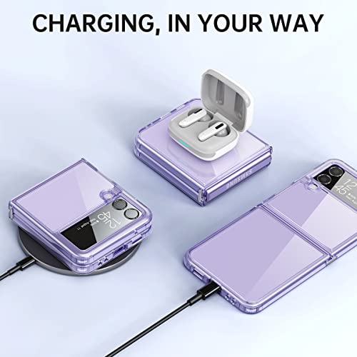 Restone Case For Samsung Galaxy Z Flip 4 5G 2022, Clear Slim Phone Case With Transparent Hard Pc Back, Soft Tpu Edges, Hinge, Non-Yellowing Shockproof Thin Protective Cover For Z Flip 4 - Purple #TOP5