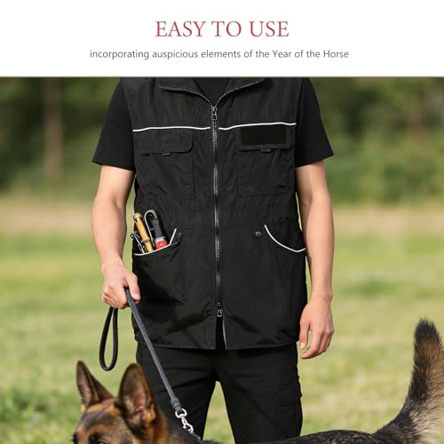 BELLIFFY Hundetrainerweste 2XL Schwarz mit Kratzschutz Reflektierenden Streifen und Mehreren Taschen Atmungsaktive Trainingsjacke für Damen Herren im Hundesport