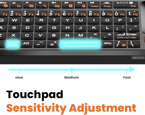 Image of XIKKART Bluetooth Mini Keyboard with Touchpad, Presenter & Backlit Keys, Rechargeable Wireless Portable Pocket Size Keyboard for Smart TV, Android TV Box, Laptop, PC, Tablet & Smartphone (Black)