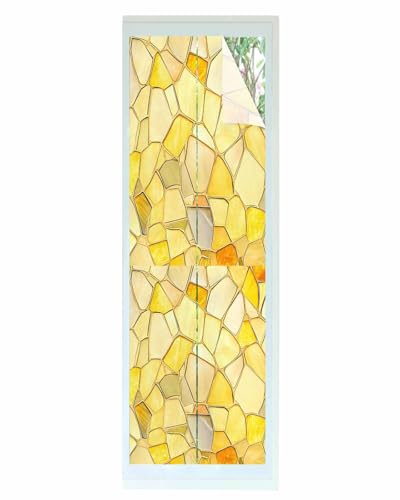 Vinilo decorativo para ventana amarillo dorado geométrico 45x200 cm miniatura 1