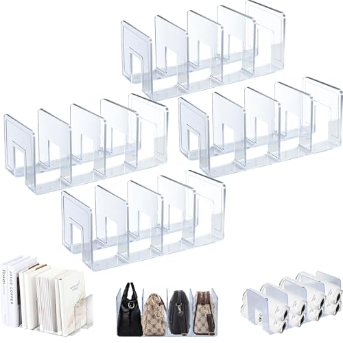 Elezeal - Elezeal Clear Acrylic Magazine Holder, Desktop File Organizer Thick File Sorter Book Holder for Bottle Tray, Kitchen Lid Organizer, Small Handbag Clutch Bag Divider, Purse Stand Rack (4 PACK) - -9%