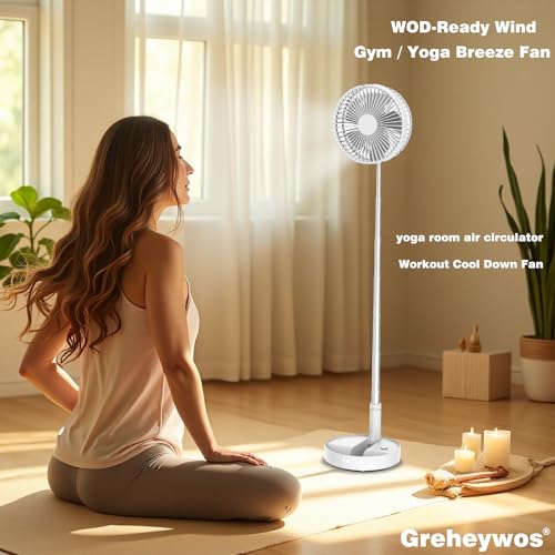 Greheywos Foldable Rechargeable Fan 8" 7200mAh Battery Operated Small Fan Remote, Quiet Table Standing Pedestal Fans for Bedroom Office Camping Travel (White) - Thumbnail 5