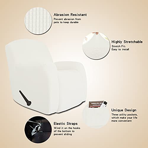 Easy-Going Oversized Recliner Stretch Sofa Slipcover Sofa Cover 1 Piece Furniture Protector Couch Soft With Elastic Bottom Kids, Polyester Spandex Jacquard Small Checks (Oversize Recliner,Cream) #TOP9