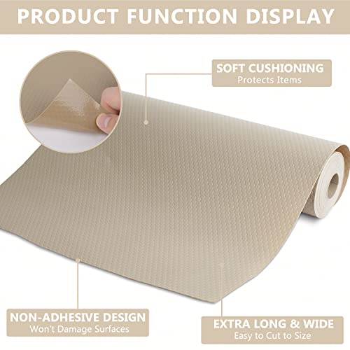 Wochitv Shelf Liner For Cabinets, Drawer 11.8 Inch X 4.9 Feet, Non Adhesive Eva Plastic Washable And Waterproof Mat For Kitchen, Pantry, Bathroom Closet, Cupboard, Drawer, Khaki #TOP6