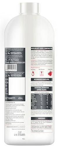 Image of MuscleBlaze Liquid L-Carnitine PRO (Key Lime, 450ml) | 3300mg L- Carnitine |Triple Strength Formula