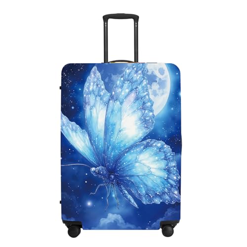 Image of Mystical Moonlight Butterfly Suitcase Cover, Luggage Protector Elastic Fit 18-32 Inch Bags, Unique Gifts for Fantasy Fans