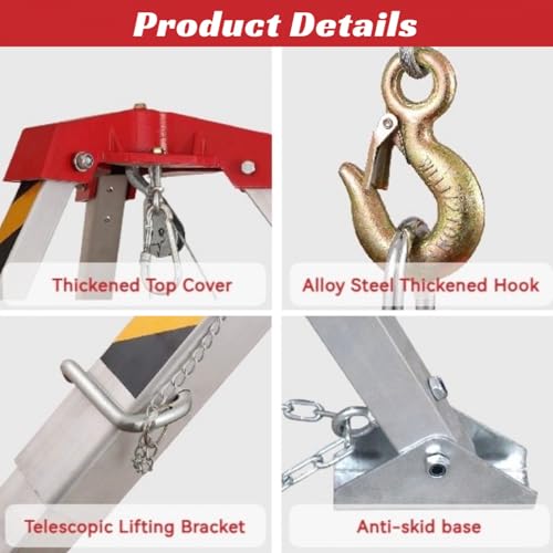 Système de levage de trépied industriel en aluminium - Kit de sauvetage durable pour la sécurité - Mécanisme autobloquant pour tuyau de sauvetage et applications industrielles