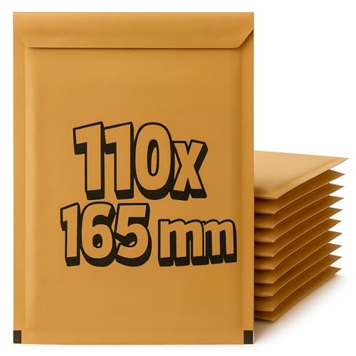 Sobres Acolchados de Burbujas, Sobres Resistentes con Burbujas, Sobres Papel Kraft, Cierre Autoadhesivo, Envuelve y Protege tus envíos, Color Marrón, Tamaño 110 x 165 mm, Pack de 10 unidades