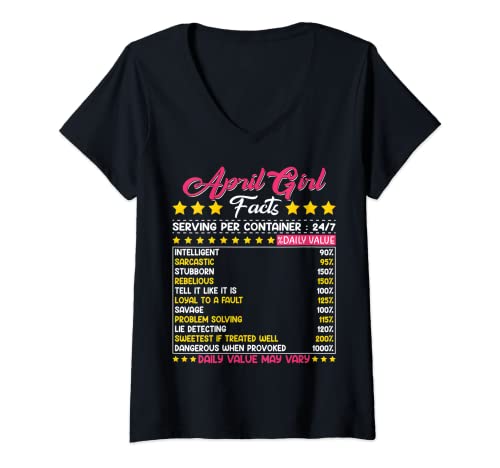 Mujer April Girl Facts Daily Value Birthday Girl Who Born In April Camiseta Cuello V