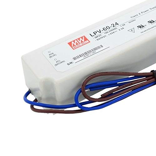 Transformador o Fuente de Alimentacion MEANWELL LPV-60-24V 60W 24V Impermeable IP67 AC/DC Externo Cover