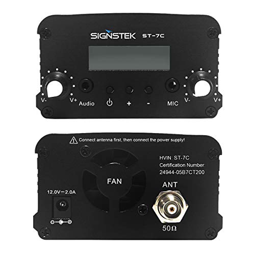 Signstek ST-7C FM Transmitter Mini Radio Stereo Station PLL LCD with Antenna, Black