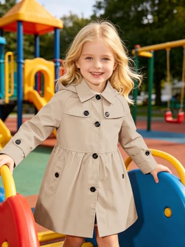 Image of Cromoncent Girl's Rain Jackets Waterproof Hoodie Trench Coat Cute Dress Coat Outerwear, 3-12 Years