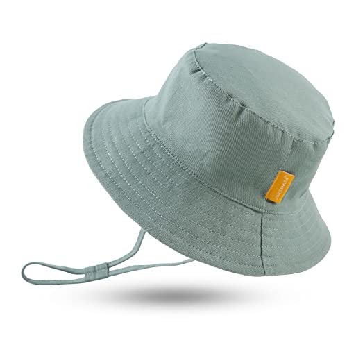 Image of JANGANNSA Cotton Baby Sun Hat Infant Toddler Boys Girls Bucket Hats Summer Sun Protection Kids Beach Caps