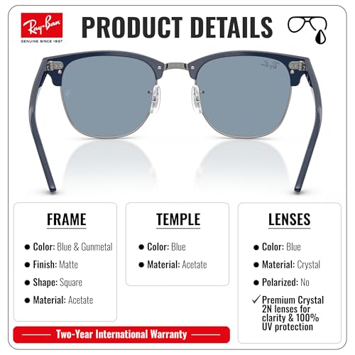 Image of Ray-Ban RB3016 CLUBMASTER CLASSIC Square Shaped Sunglasses for Men & Women with Official RAYBAN Eyewear Kit