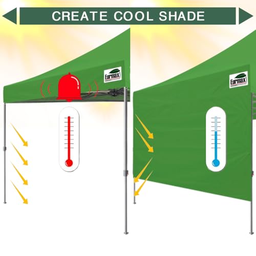 Image of Eurmax USA 10x4.8 Pop Up Canopy SunWall-UV Protection for Tents,Blocks Sunlight&Wind,Water Resistant Side Wall Only,Easy Hook & Loop Installation,Fit for 10FT Straight Leg Shelters&Gazebo,Kelly Green