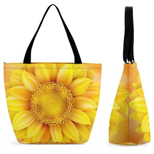 Sac de shopping tournesol jaune 28.5x18x32.5cm spacieux et confortable