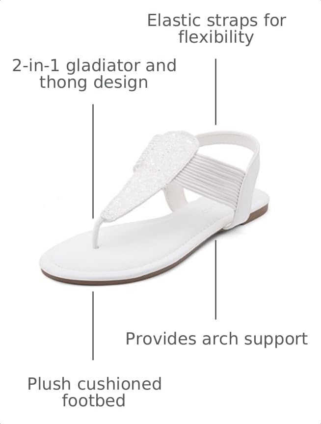 Image of Shoe Land Women's Flat Sandals - Fashion Thong & Gladiator Style with Elastic Strappy String Ankle Strap, Dressy Casual Comfortable Daily Wear, Trendy 2025