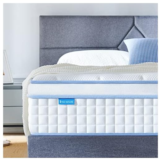 Queen Mattress, IYEE NATURE 10 Inch Memory Foam Springs Queen Size Mattress Foam Layer Mattress in a Box with Breathable and Pressure Relief, Medium to Firm Queen Mattress,Bule
