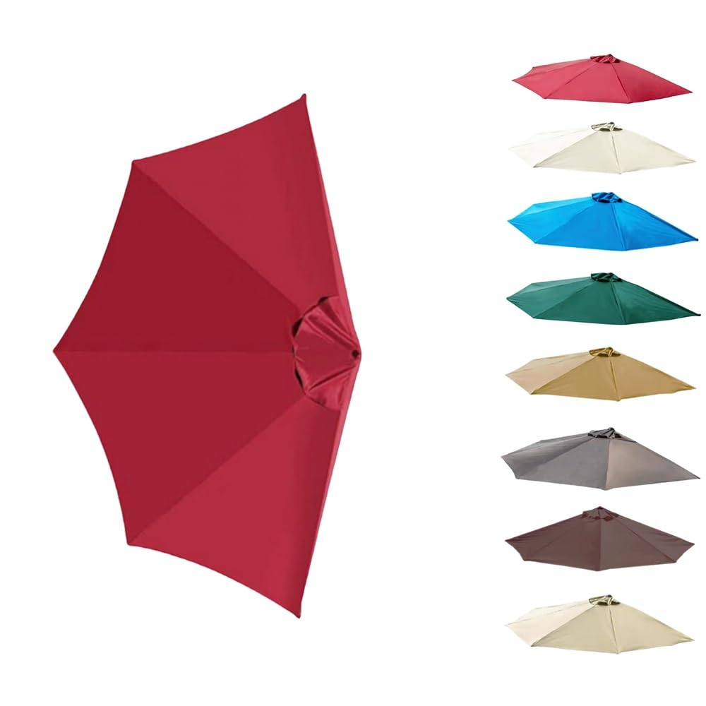 ksxnkhk 270cm Replacement Canopy for Half Parasol, 5 Ribs Awning Patio Parasol Burgundy Replacement Fabric (Burgundy)