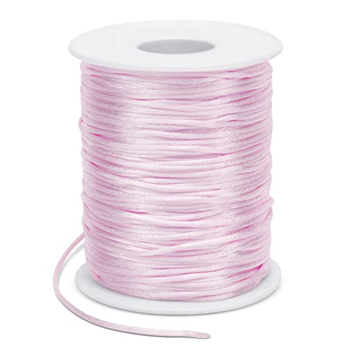 LEREATI 1.5mm Nylon Cord 328 Feet Satin Cord Nylon String for Bracelets, Bracelet Thread Bead String for Jewelry Making, Necklace, Chinese Knotting, Beading, DIY Crafts (Light Pink)