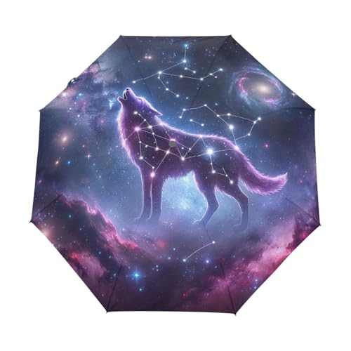 Parapluie de poche loup galaxie idéal pour les trajets quotidiens
