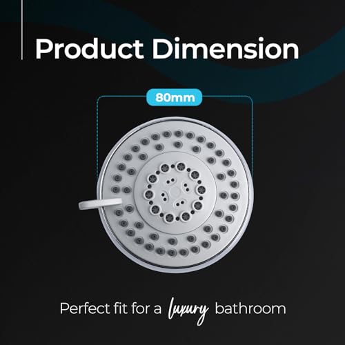 Image of Mila Flo Multi-Function Overhead Shower Head | 5-Function Rain Massage Mist Bubble Mixed Spray | Chrome Finish Round Showerhead for Wall Mount | Durable ABS Body, Easy Install | Bathroom Fitting